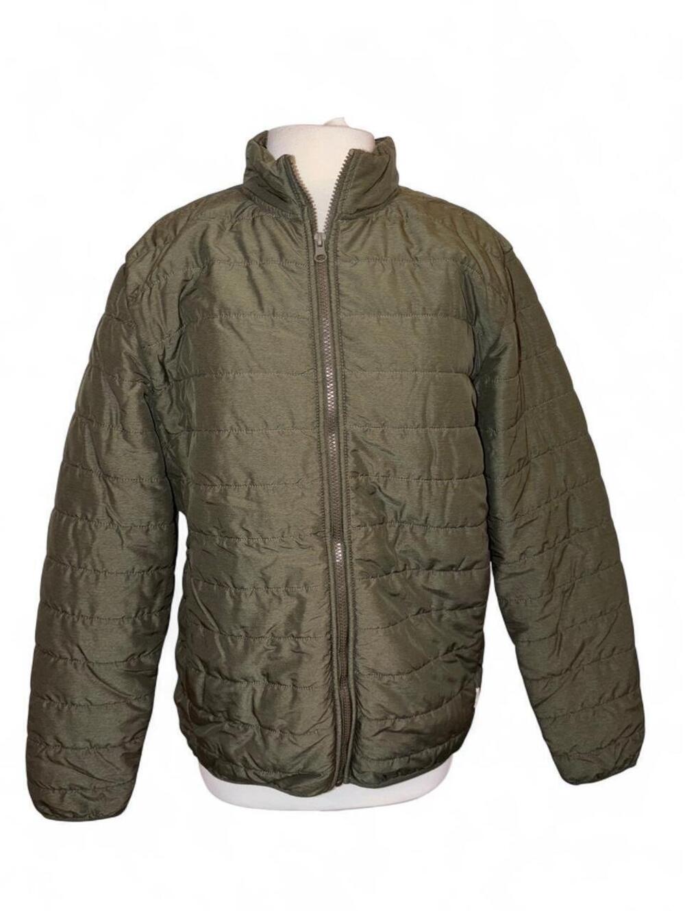 Voyager Men's Olive Green Quilted Puffer Jacket Plaid Fleece Lined